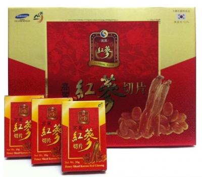 Hồng sâm lát tẩm mât ông 20g x10 gói / hôp